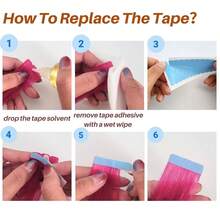Kercsityn Hot Pink Mini Tape In Hair Extensions Human Hair Invisible Long Diy Hair Extensions Tape Ins Straight Pink Real Hair For Party - Multicolor - View 10