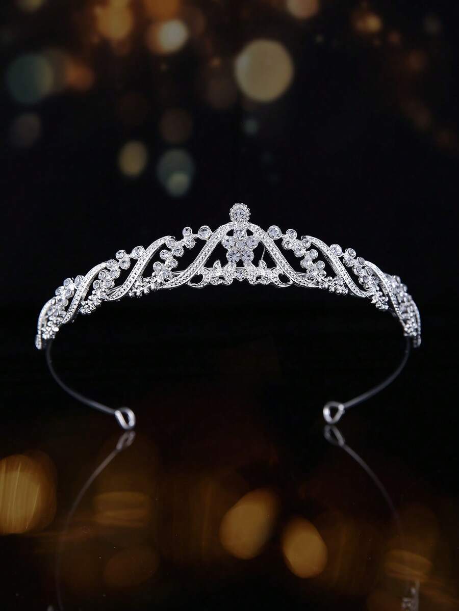 1 pieza Diadema de corona pequeña de aleación con strass, adecuada para fiestas, cumpleaños y bodas
