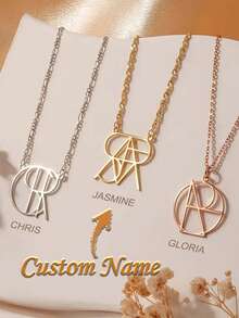 Personalized Stainless Steel Name Necklace, Customized Name Pendant, Unique Creative Gift For Holidays And Thanksgiving - Multicolor 2 - View 2