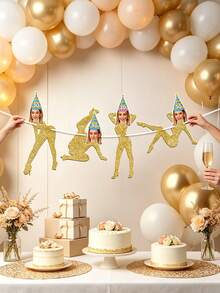 7pcs/14pcs/21pcs Customized Photo Birthday Banner, Personalized Portrait Banner With Photos And Text, Glitter Garland For Wedding Anniversary Decoration, Custom Signage - Multicolor - View 5