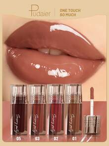 Pudaier 4-Piece Set Moisturizing Mirror Lip Gloss, Fresh Non-Greasy Texture, Long-Lasting Shiny Liquid Lipstick, Gift For Women - 4PCS SET - View 1