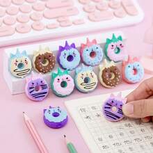 12 buah/Set Penghapus Pensil Donat Unicorn Warna Acak, Serbaguna untuk Menulis, Membersihkan, Alat Tulis dengan Residu Rendah, Cocok untuk Perlengkapan Menulis di Sekolah dan Kantor - MultiWarna - View 6