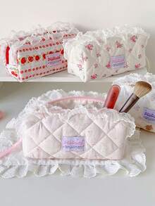 1 PC Little Bear Lace Pencil Bag Cream Colored Learning Supplies Storage Stationery Bag Student Portable Pencil Bag, Back To School, First Day Of School - Multicolor - View 6