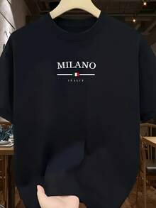 Herbst Outfit, Men's T-Shirt 100% Cotton With Short Sleeves And Letter Print, Fast Local Delivery - 黑色 - 查看 1