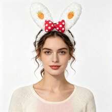 Disney 1pc Cute Plush Ear Headband, Japanese Style Purple Rabbit Headband, Suitable For Face Washing, Makeup, Daily Wear - View 5