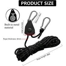 1/2/4 buah, Tali Pengikat Tenda Kemah Katrol Logam 4M, Dengan Tali Serut dan Pengait yang Dapat Diatur, Tali Katrol Kanopi Tahan Angin, Tali Elastis Reflektif yang Praktis, Cocok untuk Aksesoris Kemah, Aksesoris Tenda, Aktivitas Luar Ruangan, Mendaki, Trekking, dan Berkemah - Satu ukuran cocok untuk semua. - View 7