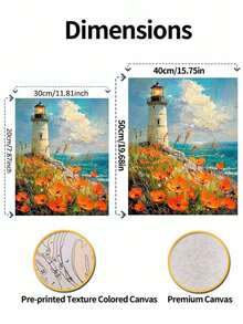1 Set Seaside Scenery DIY Numbered Painting Kit, Oil Painting Set For Home Decor And Art Wall Decoration, Unframed Canvas Art, Holiday Gift. - Frameless - View 8