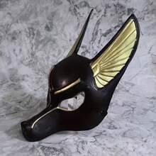 1/2pcs Anubis & Death Wolf Mask - Egyptian Guardian God Halloween Costume Accessory, Horror Masquerade Prop, Dry Clean Only - Anubis - View 5