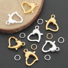 350pcs/Box DIY Jewelry Clasp Set With Heart Lobster Clasp, Jump Rings, Suitable For Handmade Weaving DIY Jewelry, Keychain, Phone Chain End Clasp, Connector, Necklace Bracelet Pendant End Clasp, Open Connector Ring, Earring Bead Connector, Multi-Functional Jewelry Making Materials - Heart Buckle & Jump Ring - View 9
