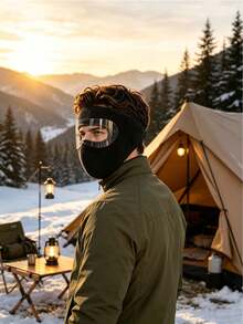 1pc Winter Warm Fleece Full Face Mask With Detachable Transparent Windproof Goggles, Cold-Proof Unisex Outdoor Skiing, Motorcycle Riding, Snowboarding Windproof Full Coverage Face Mask - Thermal Face Mask - View 2