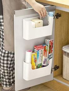 2pcs/Set No-Drill Wall-Mounted Storage Rack, Multi-Functional Cosmetic And Miscellaneous Items Organizer, Suitable For Back To School Season - Multicolor - View 8