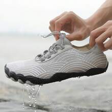 男女情侶輕量戶外水鞋，快乾透氣鞋面，防滑耐磨鞋底，適合溪流健行、漂流、運動與沙灘 - 灰色 - 查看 2