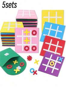 10/5 Sets Tic Tac Toe Party Favors, Tic Tac Toe Board Game, Random Multicolor Family Strategy Board Game, Felt Mini Nine-Grid, Suitable For Family Birthday, Holiday Party Gifts, Good Gift Bag Fun Indoor Game Night Activity (Mixed Colors) - Multicolor - View 9