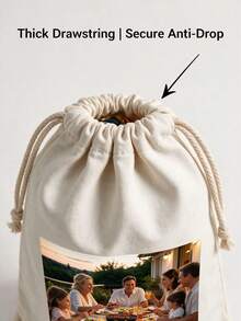 Customizable Photo Polyester Drawstring Bag, Soft & Durable Multi-Purpose Storage Pouch, Party Favor, Holiday Gift, Small Jewelry Universal Packaging Storage Bag - Apricot - View 6