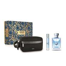 Versace 男士香水三件組禮盒（淡香水噴霧 100ml + 淡香水噴霧 10ml + 化妝包）3.4盎司/100毫升 + 0.34盎司/10毫升 + 1個化妝包 - 持久留香，適合生日、辦公、送禮、日常使用 - EDT 3件套裝 - 查看 2