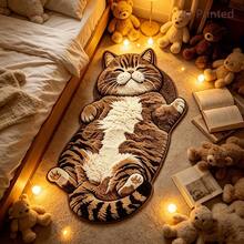 1pc Healing Lazy Lying Tabby Cat 2D Flat Shaped Rug, Vivid And Cute Little Cat, Perfect For Home Decor, Bedroom Rug, Living Room Rug, Game Room Rug, Music Studio Rug, Holiday Decoration And Gift, Irregular Size, Cutting Error 1-5cm, Decorative Rug, Small Rug, Rug, Home Decor, Living Room Small Rug, Bedroom Rug, Living Room Home Decor, Outdoor Rug, Washable Rug - Multicolor - View 3