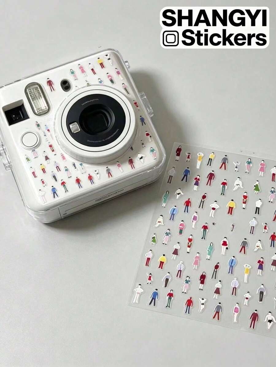 1pc Minimalist Transparent Sticker With Life-Like Texture, Suitable For Nail Art, Frames, Phone Cases, Water Bottles, Notebooks And More. Colorful Cartoon Character Image For Daily Documentary Atmosphere - Minimalist Little Man - View 1