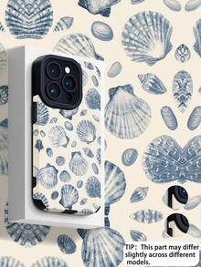 WeiMi 1pc New Blue Shell Pattern Classic Shockproof Soft Leather Phone Case Compatible With IPhone And 17/17Air/17PRO/17PROMAX - Multicolor - View 1
