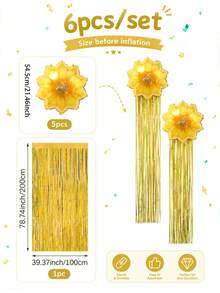 6 Peças Decorações de Cortina com Borlas de Girassol Dourado/Rosa/Vermelho/Roxo - Bola de Folha de Girassol de 21,5 Polegadas com Borla de 2m, Suprimentos de Festa de Luxo, Perfeito para Decoração de Festa de Aniversário, Festa de Princesa, Casamento, Ação de Graças, Dia dos Namorados, Eventos de Despedida de Solteira. - Cortina de chuva de flores - Visão 13