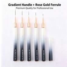 5件組美甲勾線筆套組，6/9/12/15/18mm超細長條美甲彩繪筆，漸層手柄精細描繪筆，適用於線條、花朵、蝴蝶DIY沙龍美甲工具 - 彩色 - 查看 3
