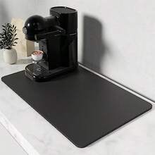 Coffee Mat, Coffee Bar Mats For Espresso Machine Station Accessories And Organizer, Hide Stain Rubber Backed Absorbent Dish Drying Pad For Kitchen Counter, Cute Bar Decor Pad, Black - AJet Black - View 8