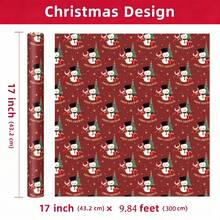 1 Roll Of Christmas Gift Wrapping Paper Featuring Snowman And Christmas Tree Pattern;Perfect For Wrapping Christmas Gifts, Decorating For Christmas Parties, And Holiday Gift-Giving.1 Roll Size: 43 Cm X 300 Cm. - A - View 8