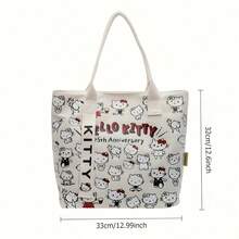 Tas Tote Kanvas Besar Sanrio untuk Hello Kitty | Kain Tahan Lama | Penutup Resleting | Untuk Bepergian, Berbelanja, dan Penggunaan Sehari-hari | Desain yang Menarik - MultiWarna - View 6
