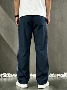 Pantalones de estilo universitario callejero para hombres, otoño - Azul Marino - Ver 4