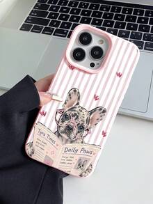 1件可愛小狗圖案粉色液體直邊手機殼，適用於 iPhone 16/16Pro/16Plus/15/15ProMax/15Pro/11/12/13/14ProMax/11Pro/11ProMax/12Pro/12ProMax/13Pro/13ProMax/14Pro/14ProMax，軟殼高級創意款 - 彩色 - 查看 3