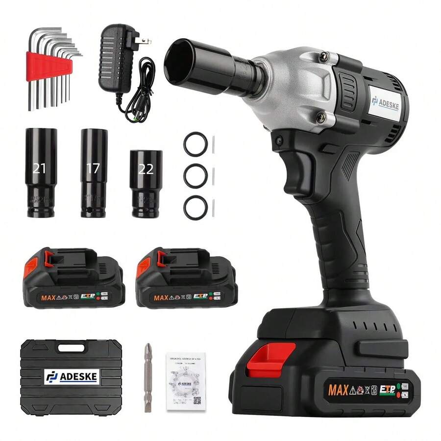 Llave De Impacto Inalambrico Taladro Recargable Kit Pistola Taladro Inalambrico Taladro De Impacto Motor Led Taladro Electrico Taladros De Velocidad Variable Taladro Destornillador Inalambrico - Negro - Ver 1