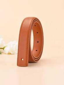 2/1pc 2.5cm Wide Buckle-Free Smooth Leather Belt For Women, Headless Pin Buckle, Flat-Back Design - Multicolor - View 10