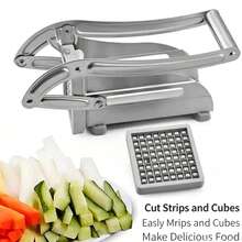 Stainless Steel French Fry Cutter, Manual Potato Dicer, Multi-Function Cucumber And Carrot Slicer And Dicer, Kitchen Gadget - Silver - View 2