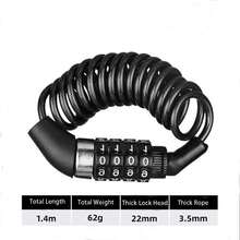 Portable Silver Waterproof Steel Cable Combination Lock, Anti-Theft For Bicycle, Motorcycle, Helmet - Multicolor - View 6