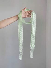 1件精緻蕾絲圍巾，花卉刺繡圍巾，頸部配件，髮箍，層次穿搭，以及日常優雅配件 - 綠色 - 查看 6