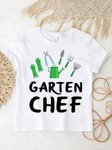 T-Shirt mit deutschem Text "Gartenarbeit" im Y2K-Stil, lockere Passform, Unisex, für Männer und Frauen, Streetwear für Strand, Fotografie und Urlaub, bequem. - Weiss - Übersicht 2