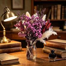 6Pcs Mini Dried Flower Bouquets Natural Dried Flowers For Vase Table Centerpieces DIY Crafts Home Wedding Decor - Red - View 7