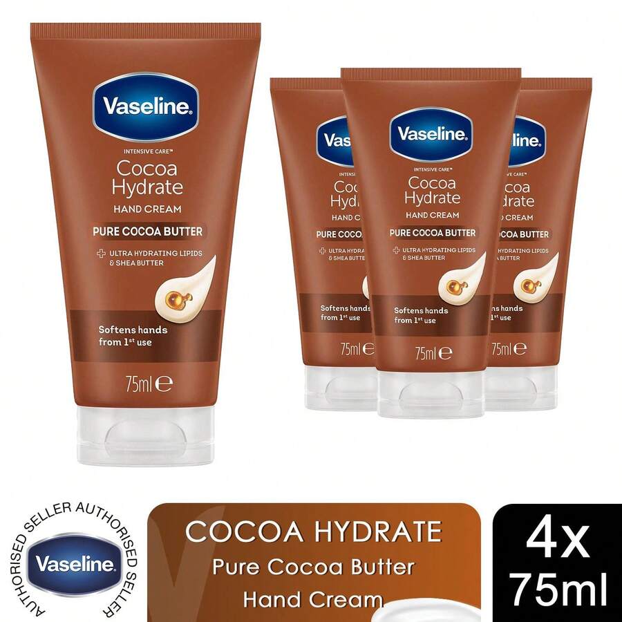 Vaseline Hand Cream Intensive Care Pure Cocoa Butter Cocoa Hydrate 75ml, 4 Pack - Fruity & Citrus - View 1