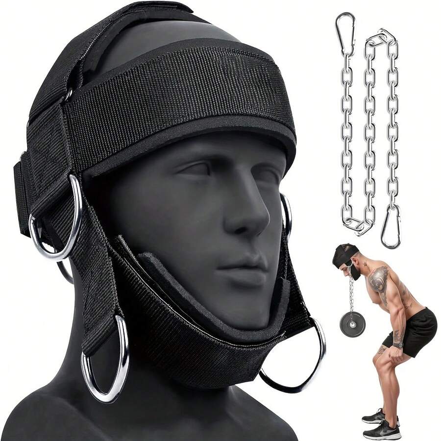 1 Set Heavy Duty Neck Harness Neck Exerciser, Adjustable Head Strap With Nylon Rope And Carabiner - Suitable For Gym, MMA, Weightlifting, Fitness - Neck Strength Training Equipment, MMA Workout Gear, Sturdy Construction