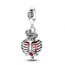 1pc Multi-Element Series Natural Gothic Dragonfly Mushroom Skeleton Heart Key Angel Wings Charm, Suitable For European DIY Snake Bracelet Necklace, Daily Commute Layering, Halloween Dark Style, Niche Subculture, Halloween Outfit, Sweet Girl Style Bracelet Accessory - Silver - View 13