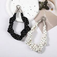 1pc Polka Dot Scrunchie Phone Lanyard With Metal Clasp, Fashionable Wrist Strap For Bags & Mobile Phones - Multicolor - View 4