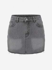 2026 Herbst Y2K Stil Damen Mid-To-Low Waist Sexy Mini Denim Rock Lässig Sommer - Dunkelgrau - Übersicht 9