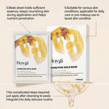 Hoygi 4/8 Peças Máscara Facial Dourada, 24K, Centella Asiática, Colágeno Firmador, Ácido Hialurônico, Máscara e Patch de Cuidados com a Pele, Rotina de Cuidados Noturnos, Conjunto de Presente, Autocuidado, Tamanho de Viagem para Cuidados Diários com a Pele - máscara facial 24K - Visão 4