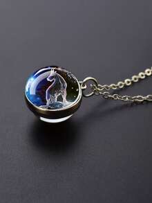 1pc 12 Zodiac Constellation Necklace, Starry Night Glow Glass Ball Pendant Necklace, Suitable For Men And Women, Birthday Gift - Silver - View 6