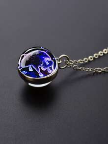 1pc 12 Zodiac Constellation Necklace, Starry Night Glow Glass Ball Pendant Necklace, Suitable For Men And Women, Birthday Gift - Silver - View 13