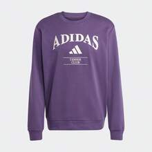 Adidas HRTG TNS G C Letter Embroidered Logo Terry Fleece Crewneck Long Sleeve Sweatshirt Men's Purple - Purple - View 3