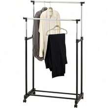Heavy Duty Metal Dual Rail Clothes Garment Hanging Rack Shelf Display Stand UK - Black - View 4