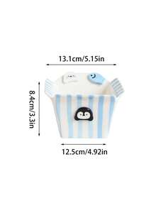 1pc Penguin Striped Ceramic Bowl, Seal Fish Fries Fried Chicken Bowl, Exquisite, Suitable For Home Decor Tableware, Party Gathering Snack Bowl, Fork Spoon Storage Bowl, Gift, Holiday Decoration - Multicolor - View 14