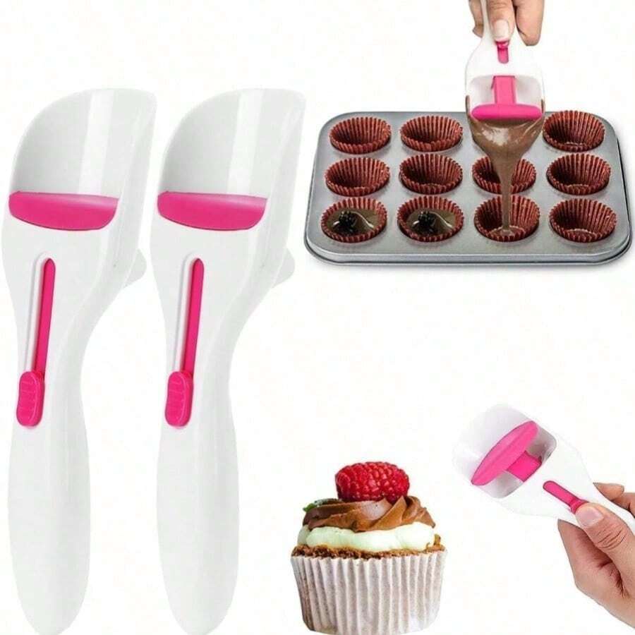 1/2PCS Cupcake Scoop Dispenser, Measuring Function, Non-Stick Surface, Independent Push-Pull Design, Suitable For Baking And Dessert Making, Basic Baking Supplies, Perfect For Making Cupcakes, Chocolate, Pancakes And Cookie Dough, Baking Accessories, Dessert Lovers, Kitchen Supplies And Kitchen Gadgets.