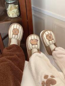 XIXITIAO Cute Closed-Toe Capybara Slippers, Soft Warm Cozy House Slippers - Light Brown - View 11