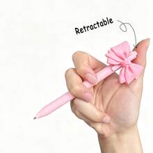 24Pcs Pink Bow Retractable Ballpoint Pens,Black Ink Smooth Writing Stationery,Office Supplies,Back To School,Party Favor Gifts - Pink - View 4